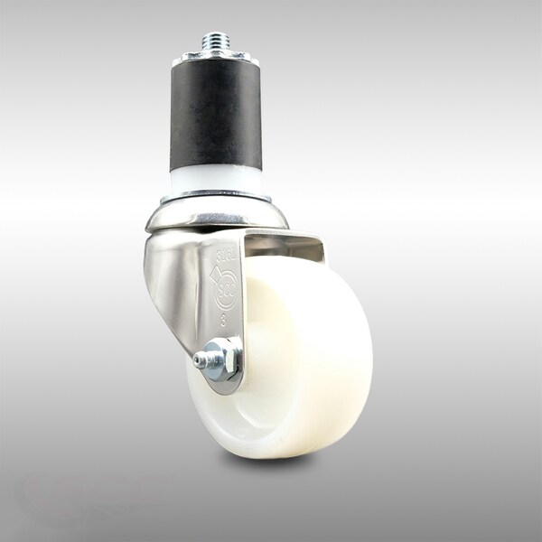 3 Inch 316SS Nylon Wheel Swivel 1-7/8 Inch Expanding Stem Caster